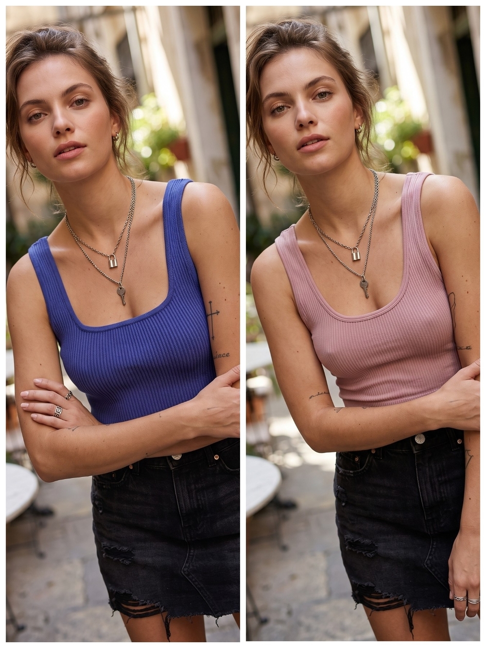 Aritzia Babaton Ribbed Knit Crop Tank Bundle Model Off Duty Clean Girl Basics